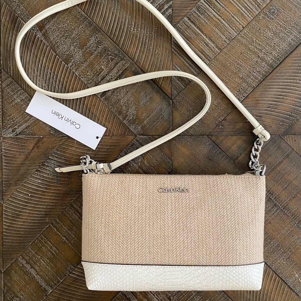 Calvin Klein Tan and Cream Crossbody Bag
